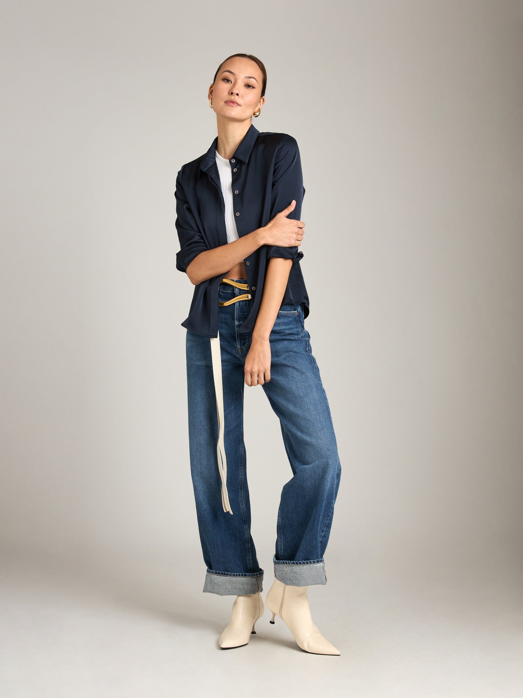 MONK & LOU - Satin Ellen Collar Blouse