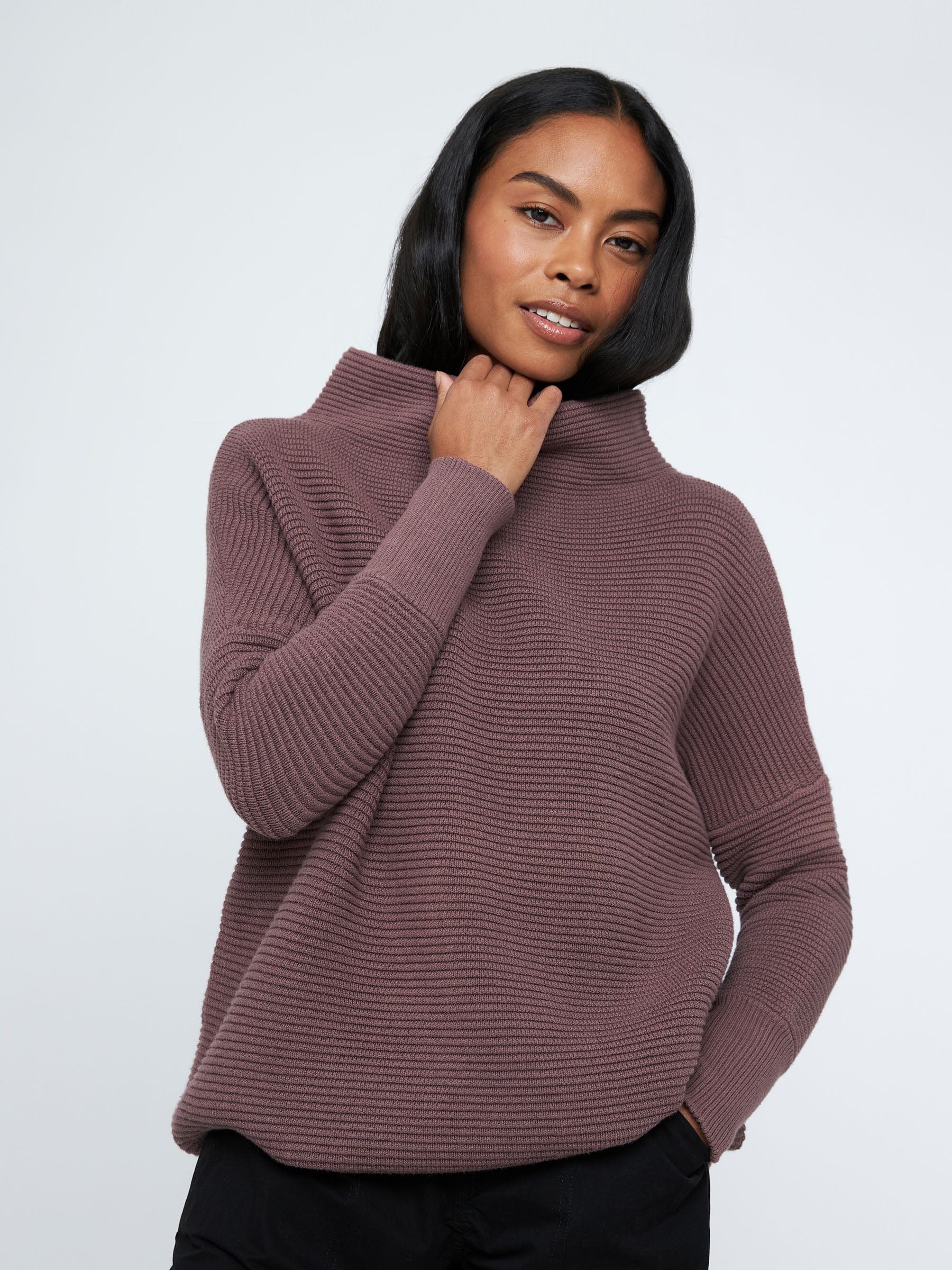 Turtleneck Tunic Sweatshirts Italian Bouclé Turtleneck Tunic