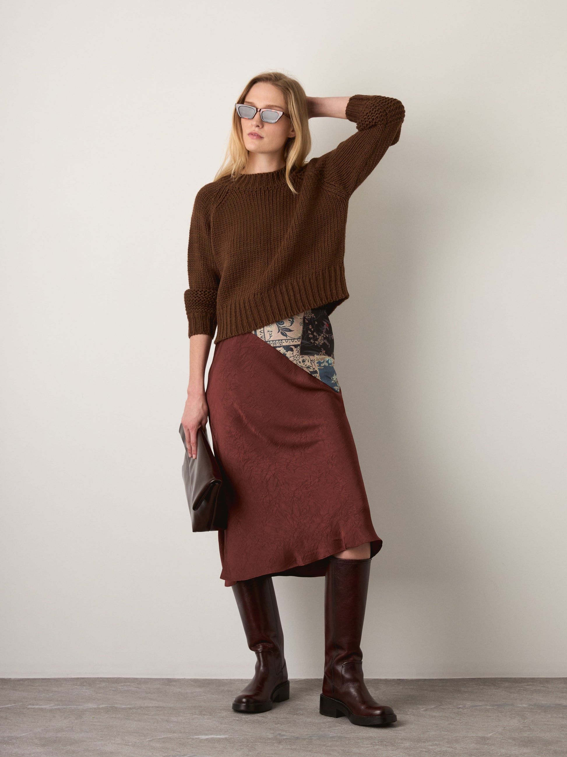 MONK & LOU - Valerian Cropped Sweater - Brownie
