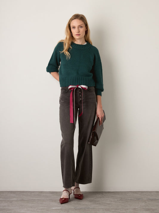 MONK & LOU - Valerian Cropped Sweater - Green Teal