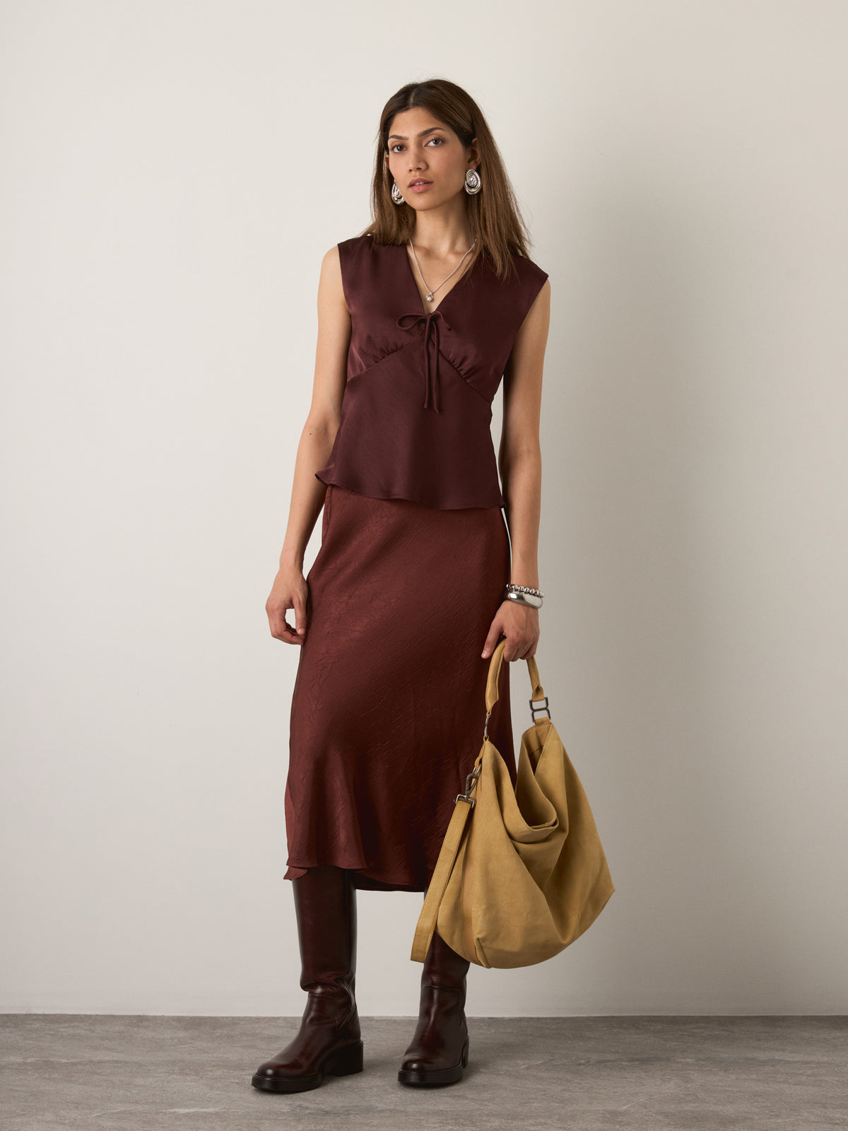 MONK & LOU - Zinnia Shell Tie Top - Brownie