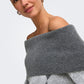 Alivia Argyle Off Shoulder Pullover Sweater