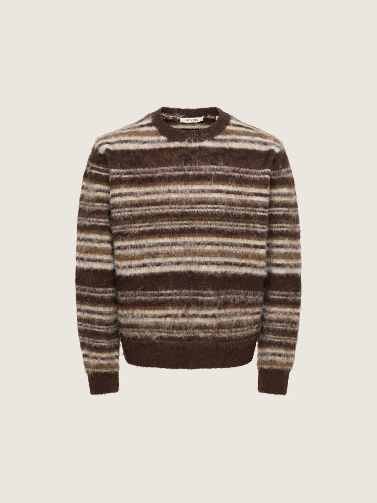 ONLY & SONS - Aiden Stripe Knit Sweater - Coffee Bean