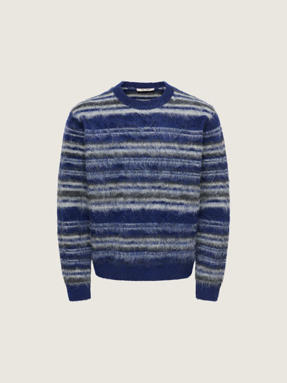 ONLY & SONS - Aiden Stripe Knit Sweater - Ocean Cavern