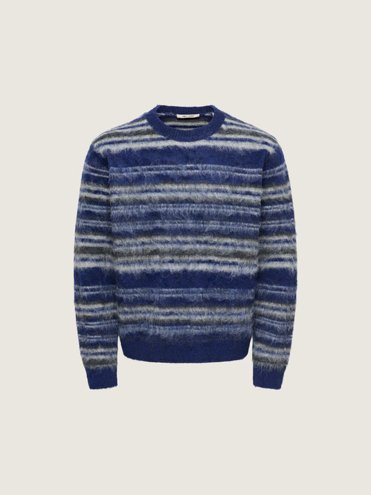 ONLY & SONS - Aiden Stripe Knit Sweater - Ocean Cavern