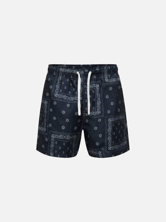 ONLY & SONS - Basile Printed Swim Shorts - Jet Black / Bandana
