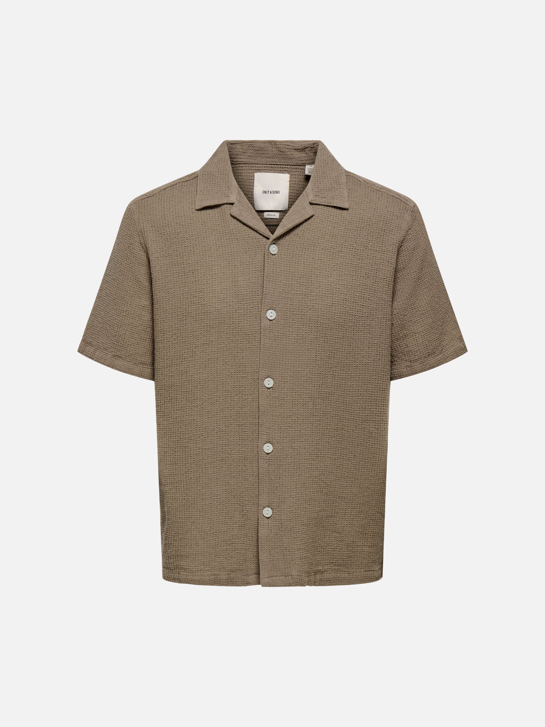 ONLY & SONS - Bertil Waffle Resort Shortsleeve Shirt - Walnut
