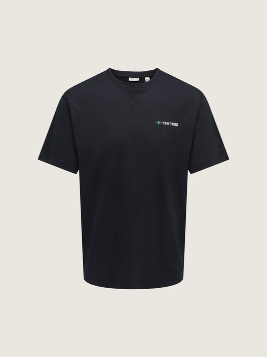 ONLY & SONS - Blueprint Graphic Shortsleeve T-Shirt - Black New York