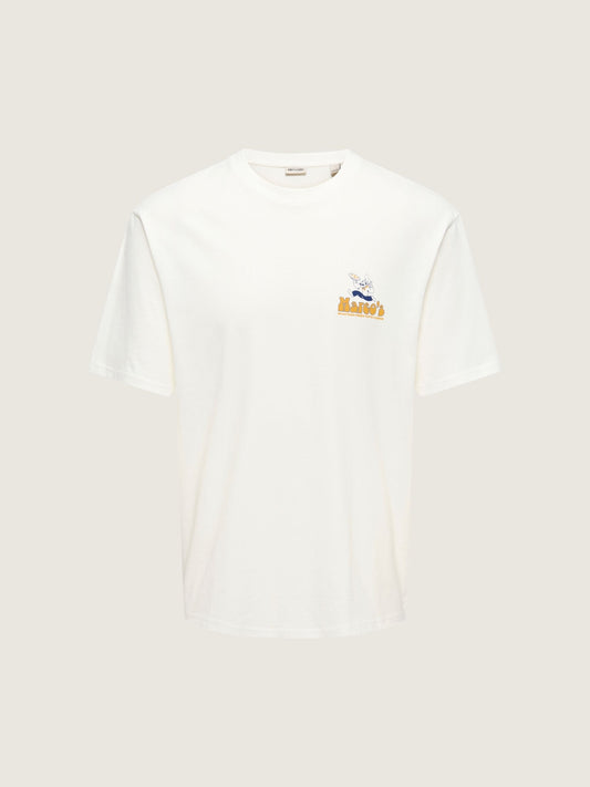 ONLY & SONS - Fred Marco Relaxed Graphic Shortsleeve T-Shirt - Coconut Milk Marco