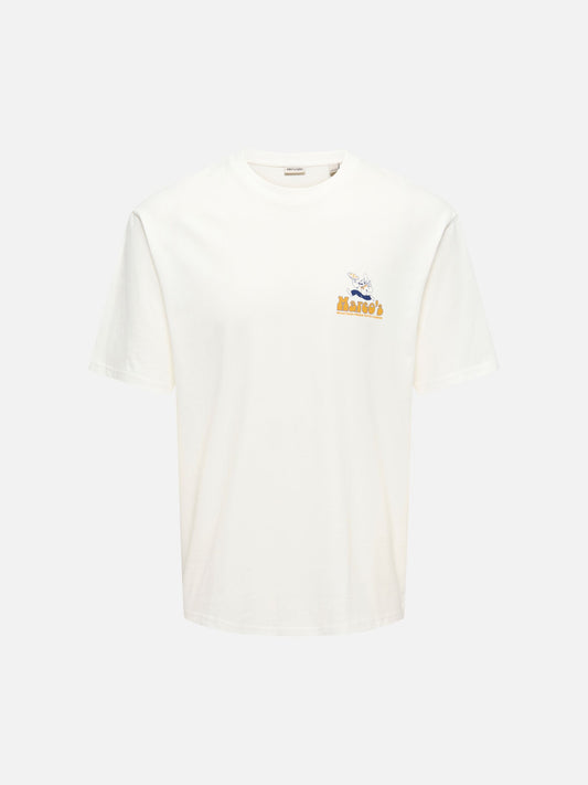 ONLY & SONS - Fred Marco Relaxed Graphic Shortsleeve T-Shirt - Coconut Milk Marco
