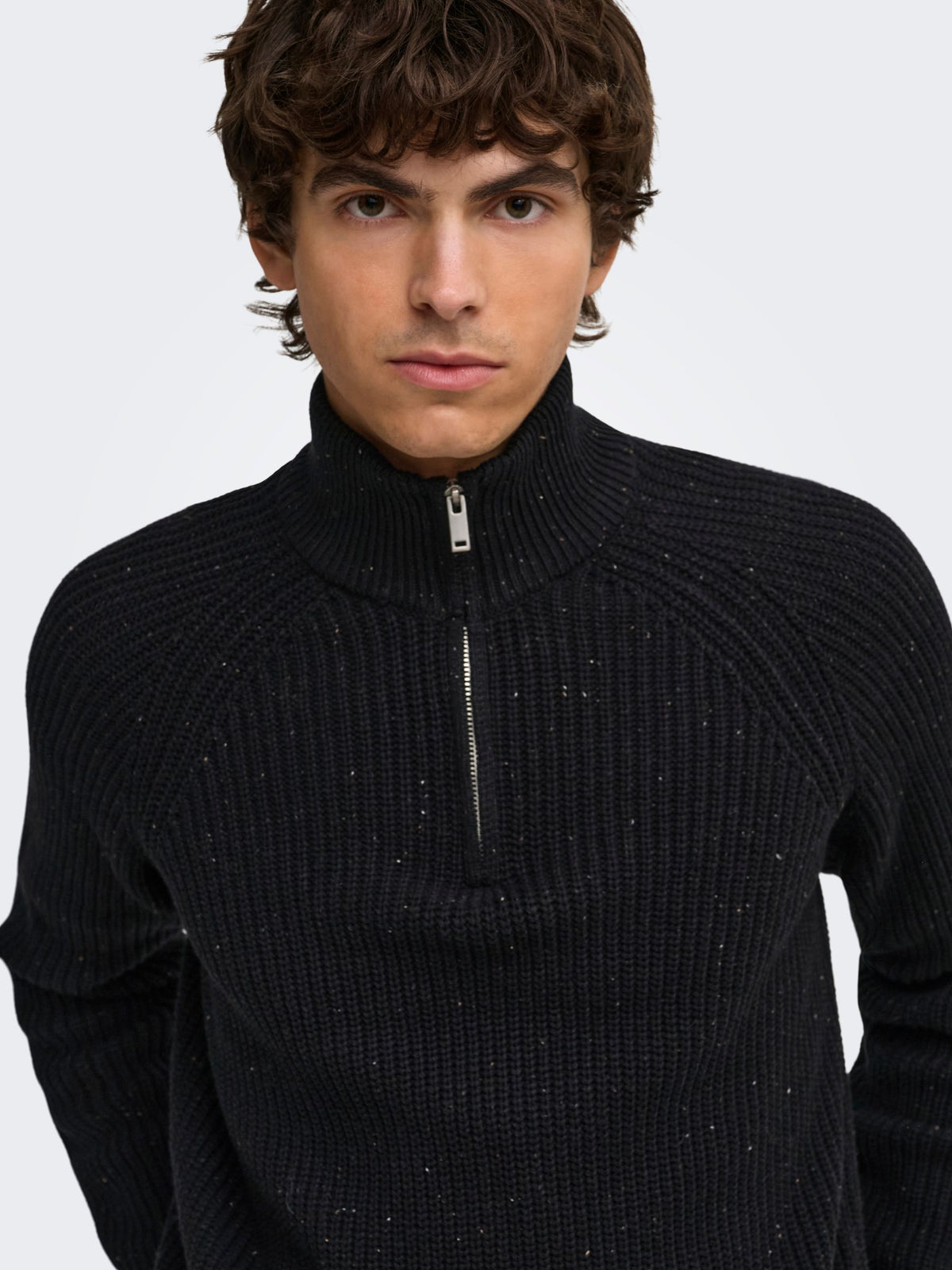 ONLY & SONS - Logan Nep Quarter-Zip Sweater - 
