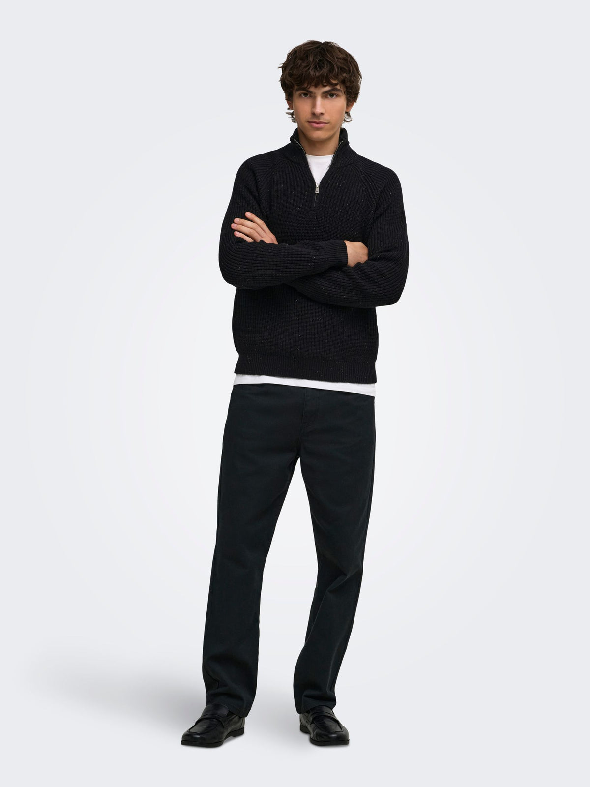 ONLY & SONS - Logan Nep Quarter-Zip Sweater - 