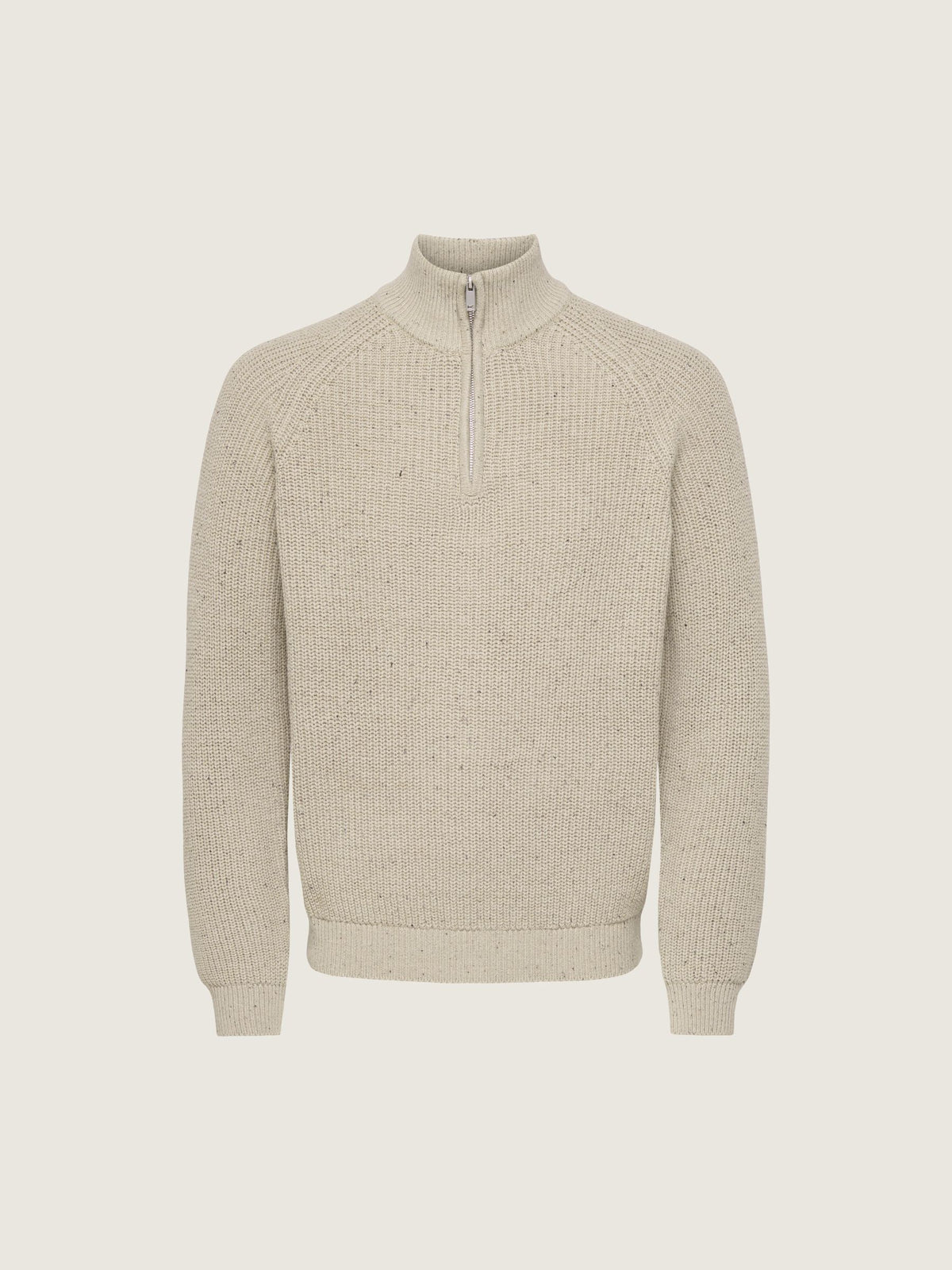 ONLY & SONS - Logan Nep Quarter-Zip Sweater - Silver Lining / Walnut / Black