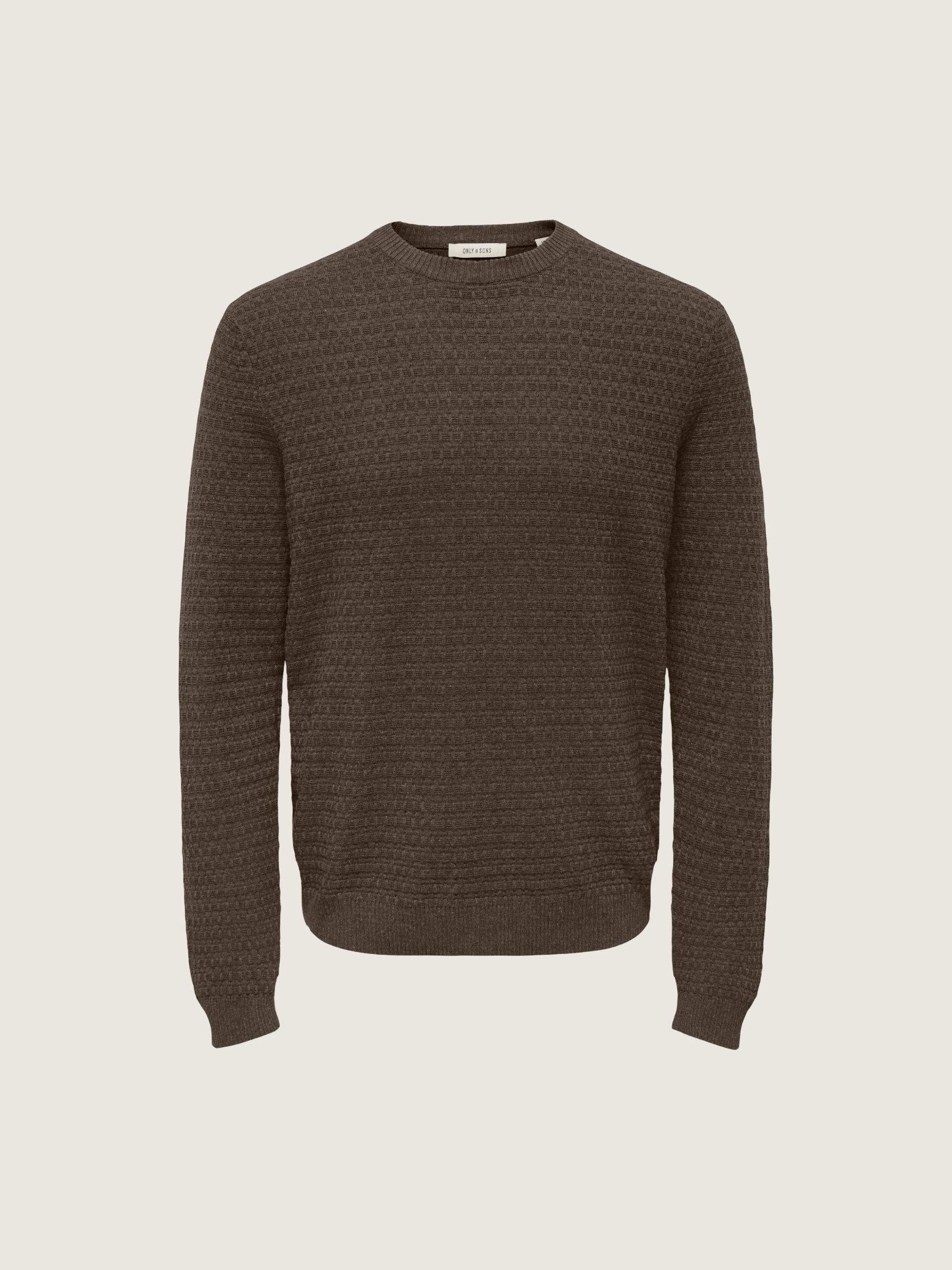 ONLY & SONS - Loui Structure Knit Sweater - Coffee Bean