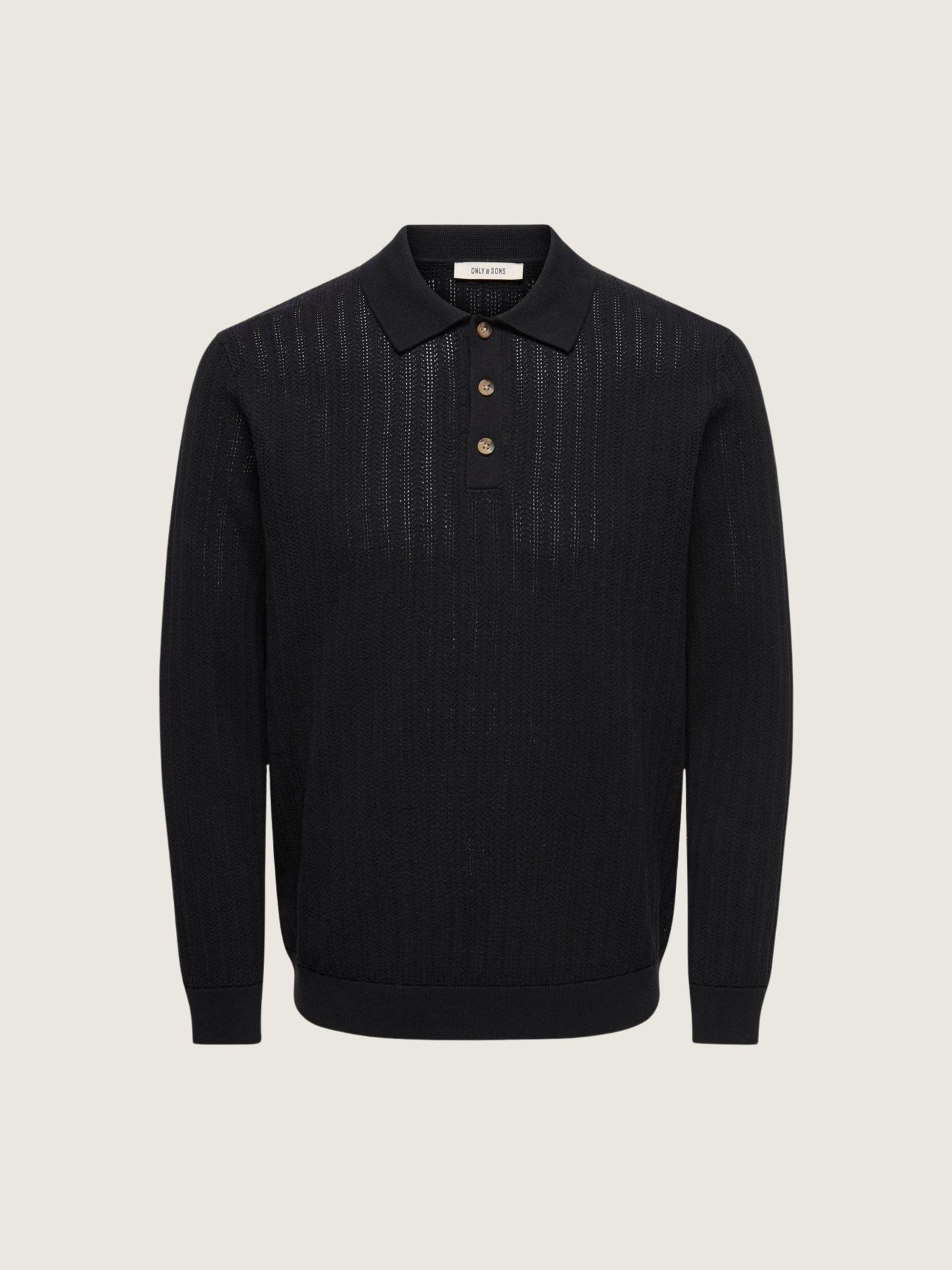 ONLY & SONS - Moon Longsleeve Knit Polo - Black