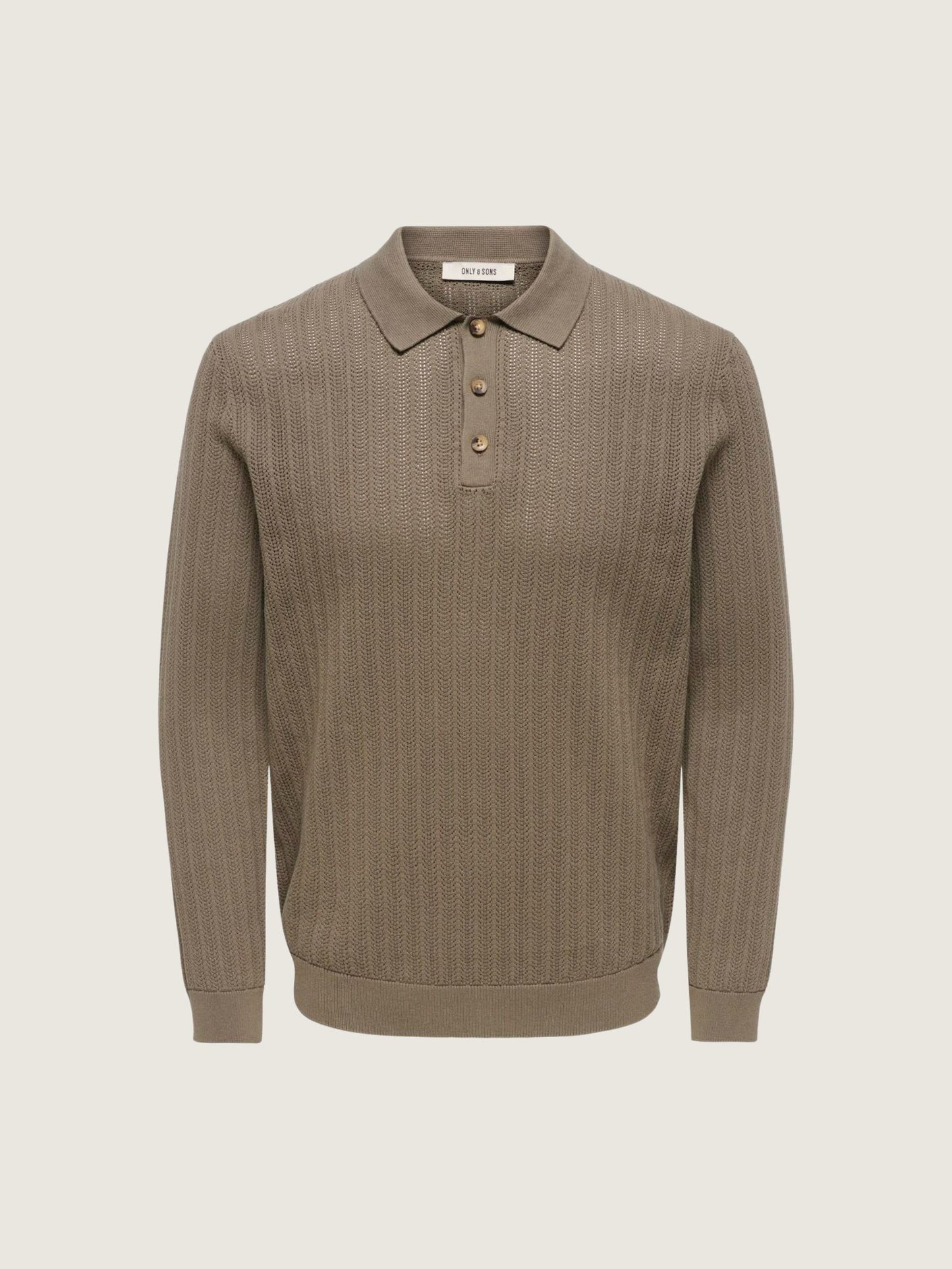 ONLY & SONS - Moon Longsleeve Knit Polo - Bungee Cord