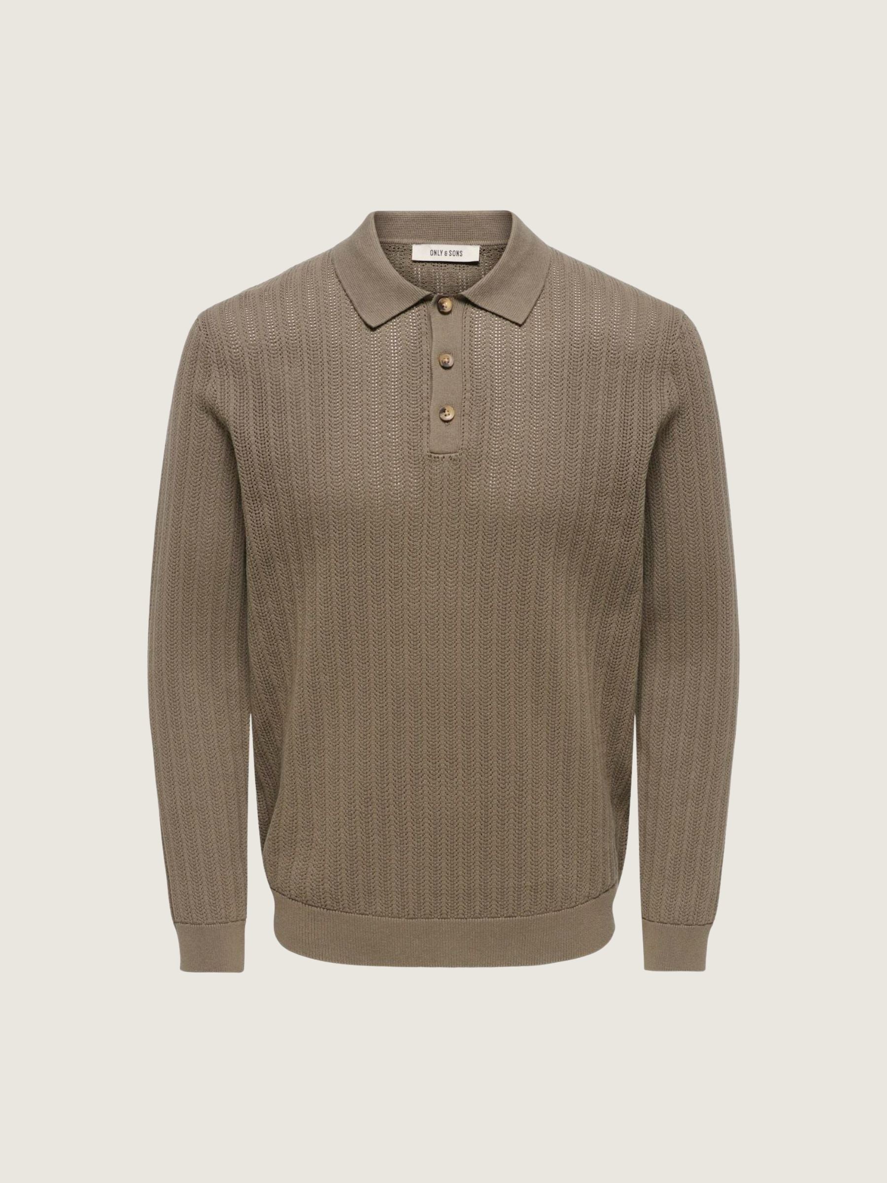 ONLY & SONS - Moon Longsleeve Knit Polo - Bungee Cord