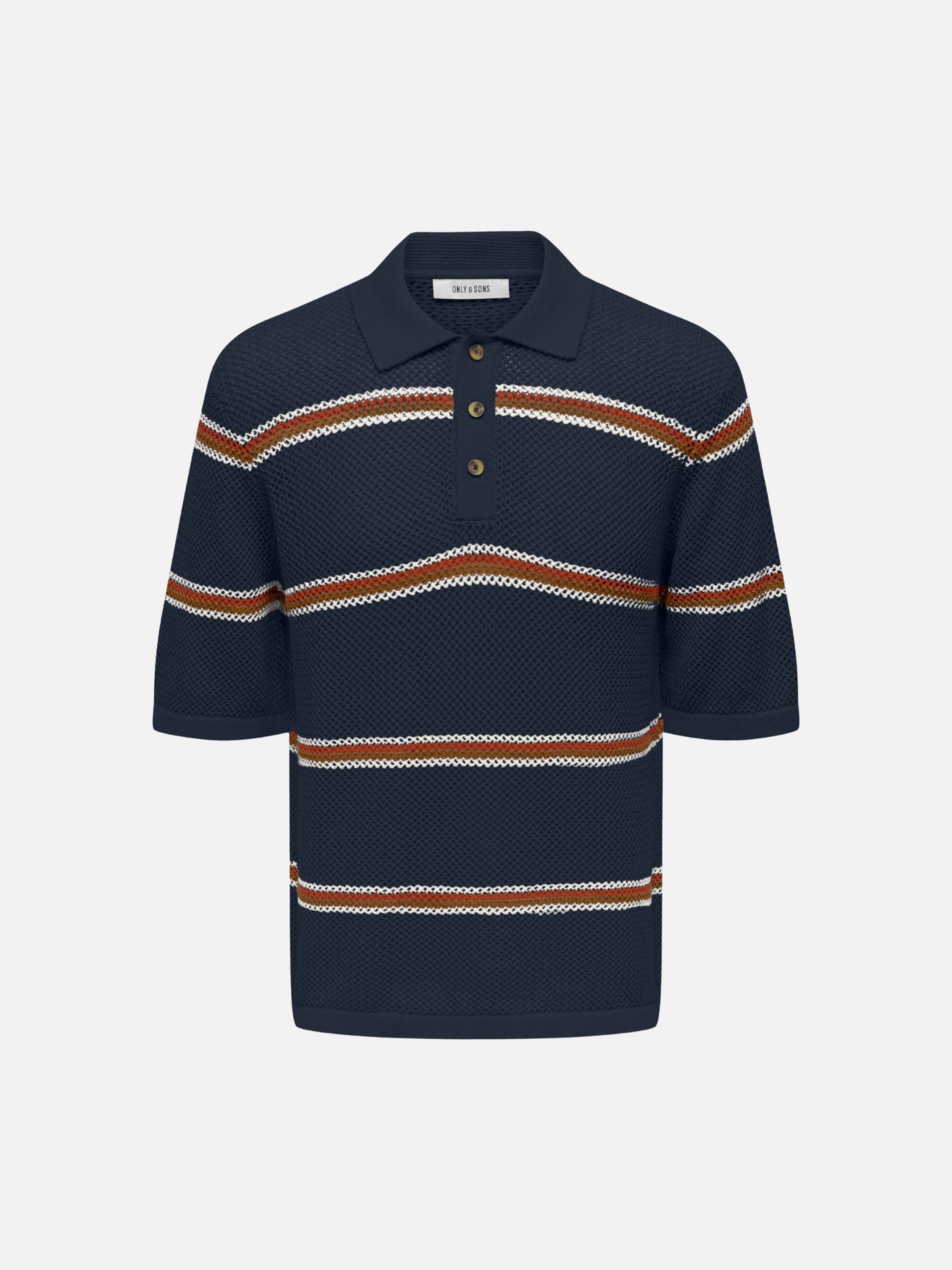ONLY & SONS - Sejr Stripe Knit Polo - Dark Sapphire
