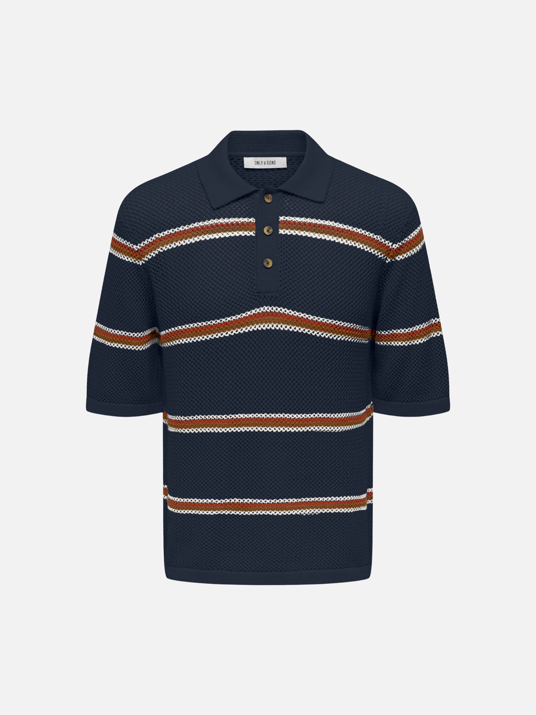 ONLY & SONS - Sejr Stripe Knit Polo - Dark Sapphire