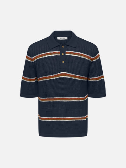 ONLY & SONS - Sejr Stripe Knit Polo - Dark Sapphire