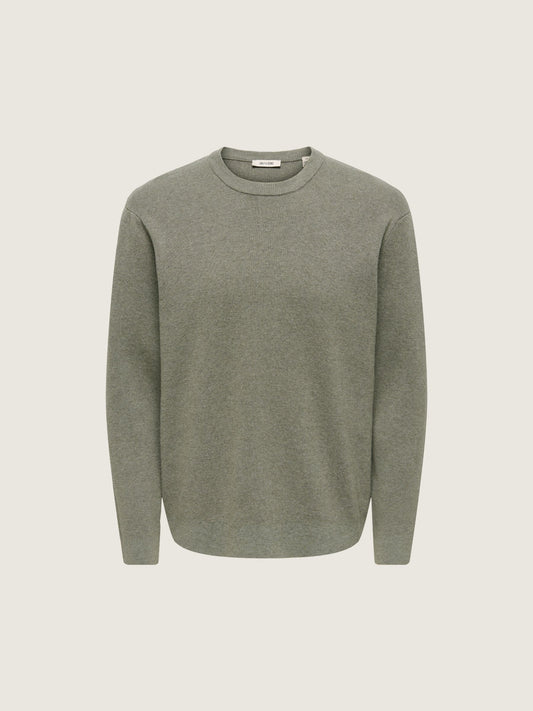 ONLY & SONS - Sting Relaxed Crewneck Sweater - Castor Grey