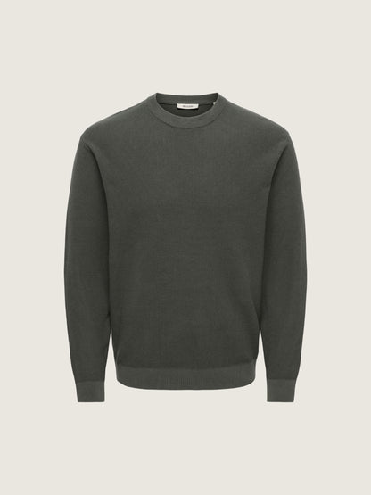 ONLY & SONS - Tony Longsleeve Waffle Knit Shirt - Beluga