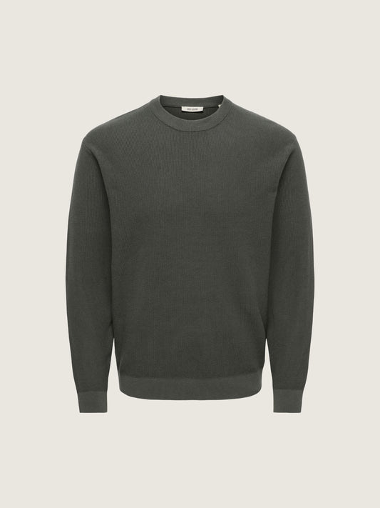 ONLY & SONS - Tony Longsleeve Waffle Knit Shirt - Beluga