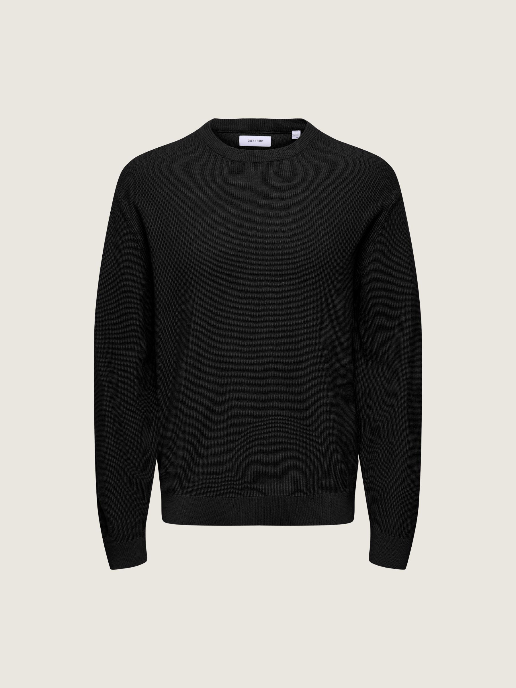 ONLY & SONS - Tony Longsleeve Waffle Knit Shirt - Black