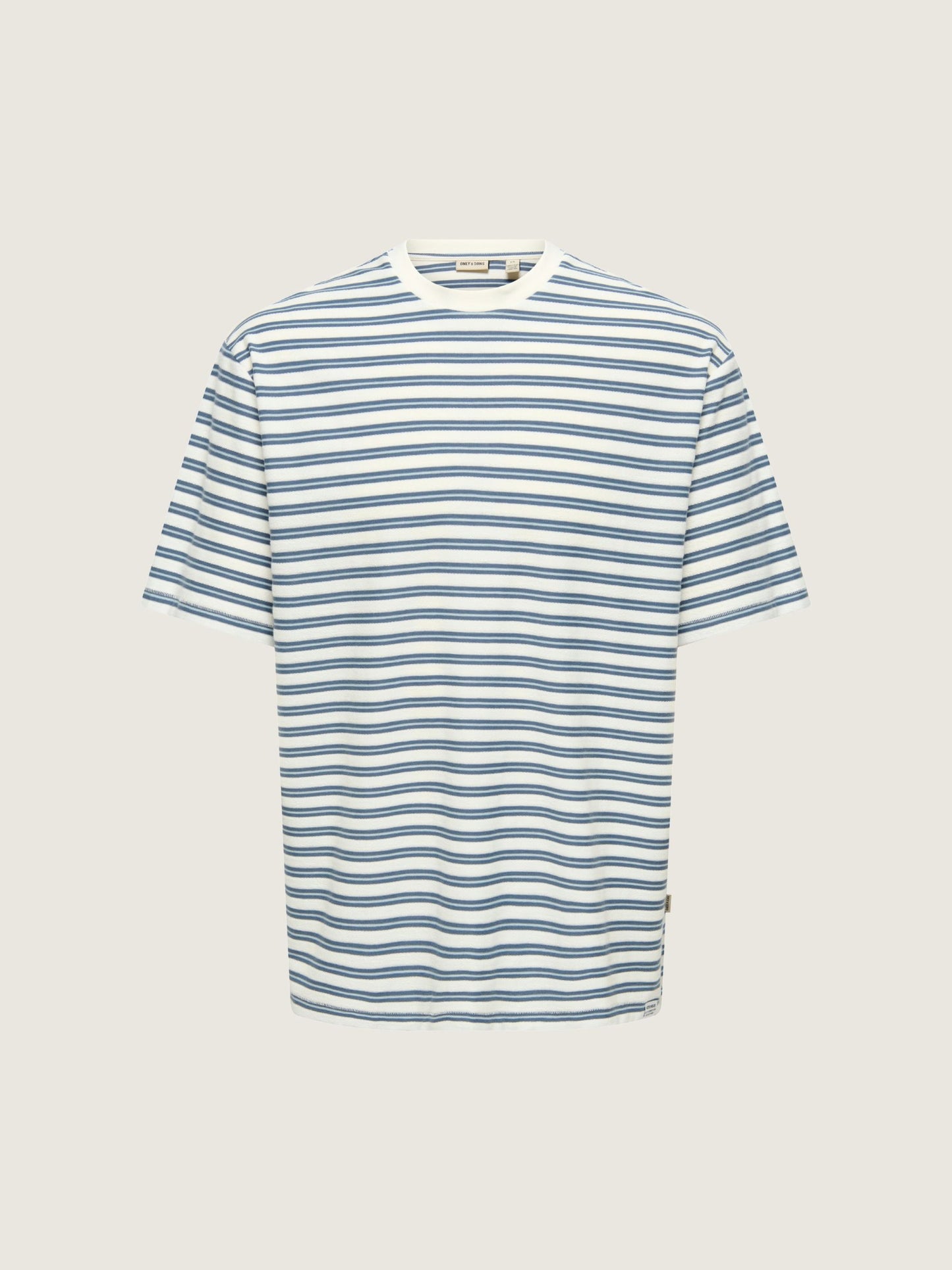 ONLY & SONS - Walker Relaxed Striped T-Shirt - Cloud Dancer / Vintage Indigo