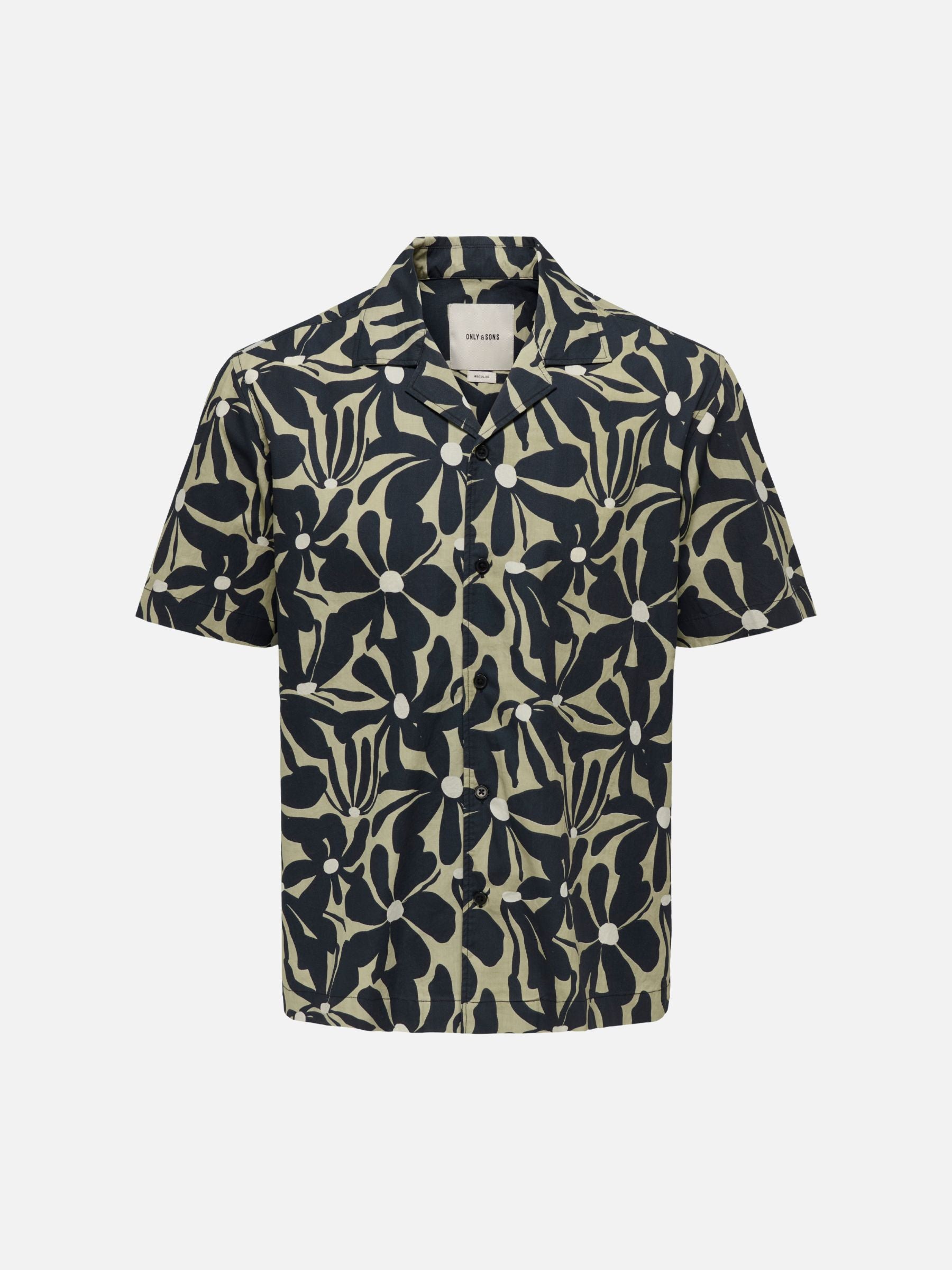 ONLY & SONS - White Resort Shortsleeve Shirt - Jet Black