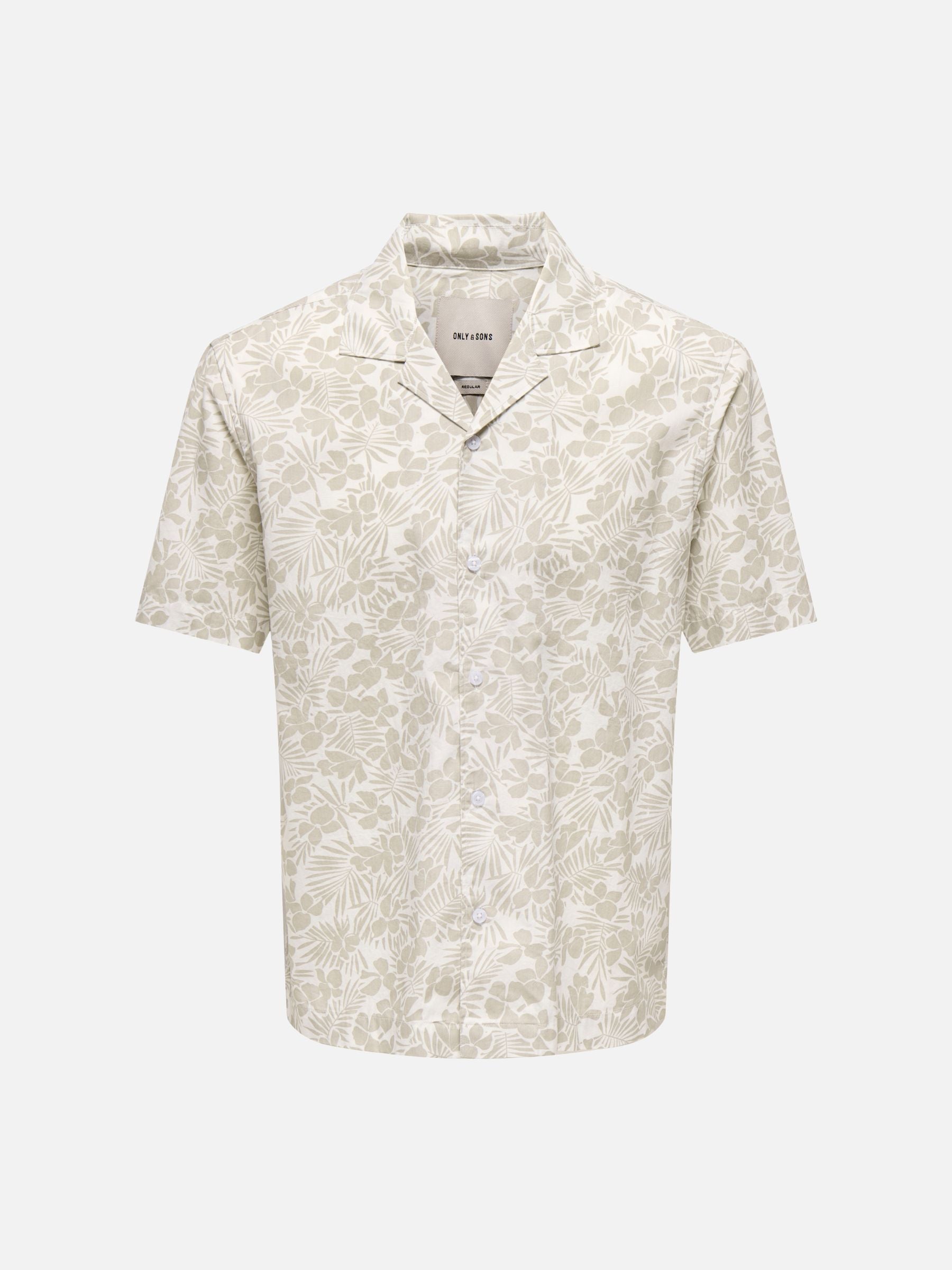 ONLY & SONS - White Resort Shortsleeve Shirt - Silver Lining