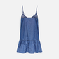 ONLY-Nova Azure Peplum Dress-Medium Blue Denim