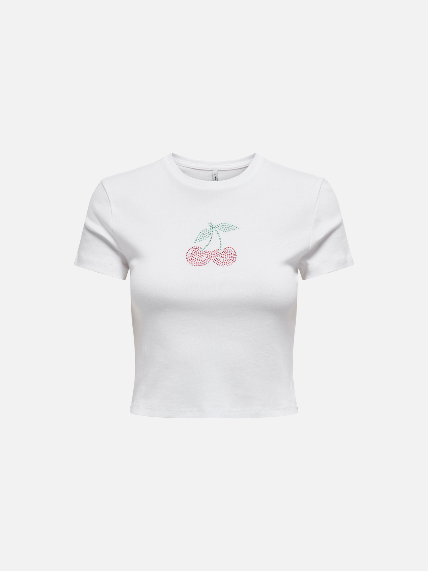ONLY-Kira Bling Baby Tee-Bright White Cherry