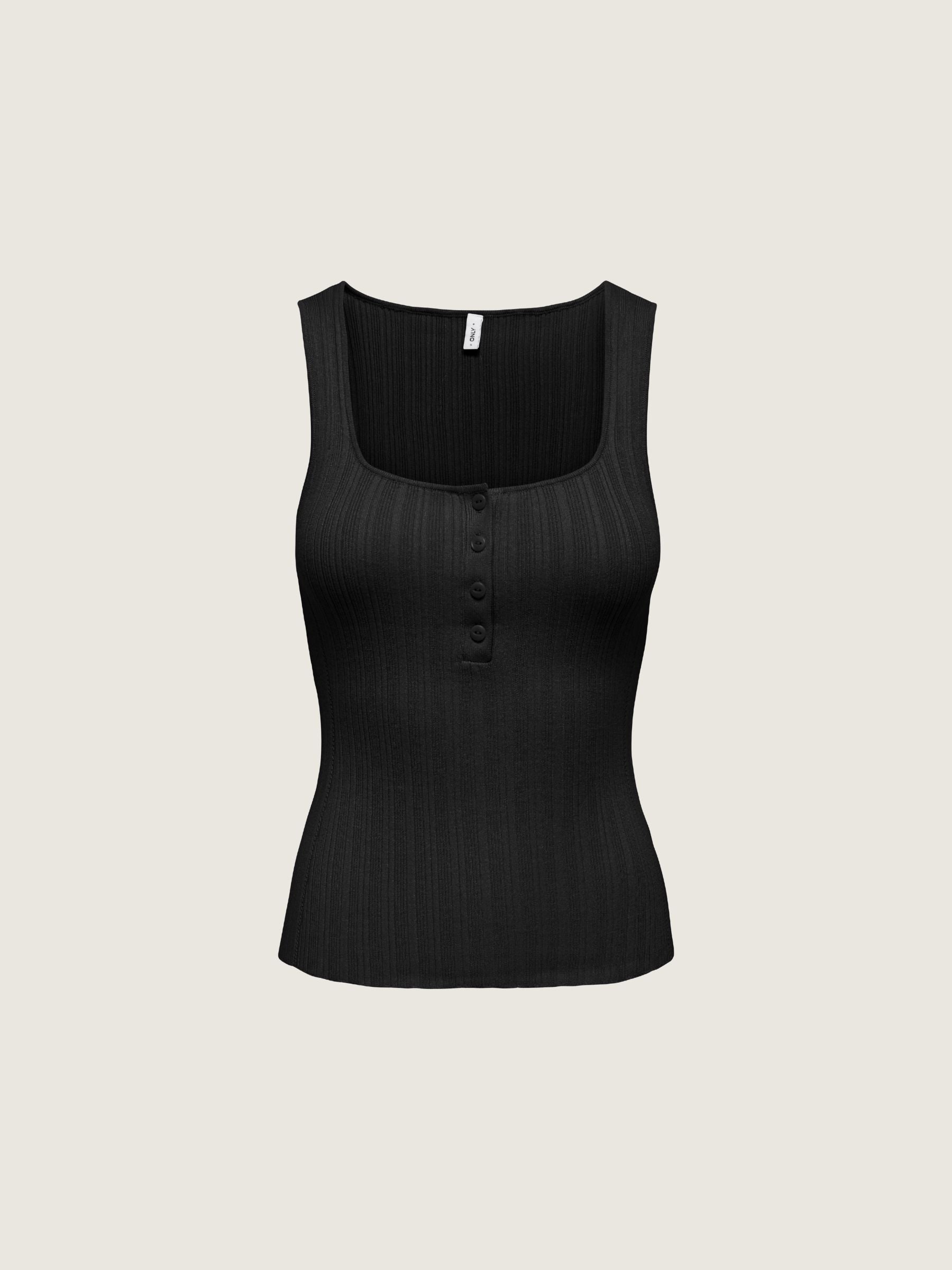 ONLY - Bree Square Neck Knit Tank Top - Black