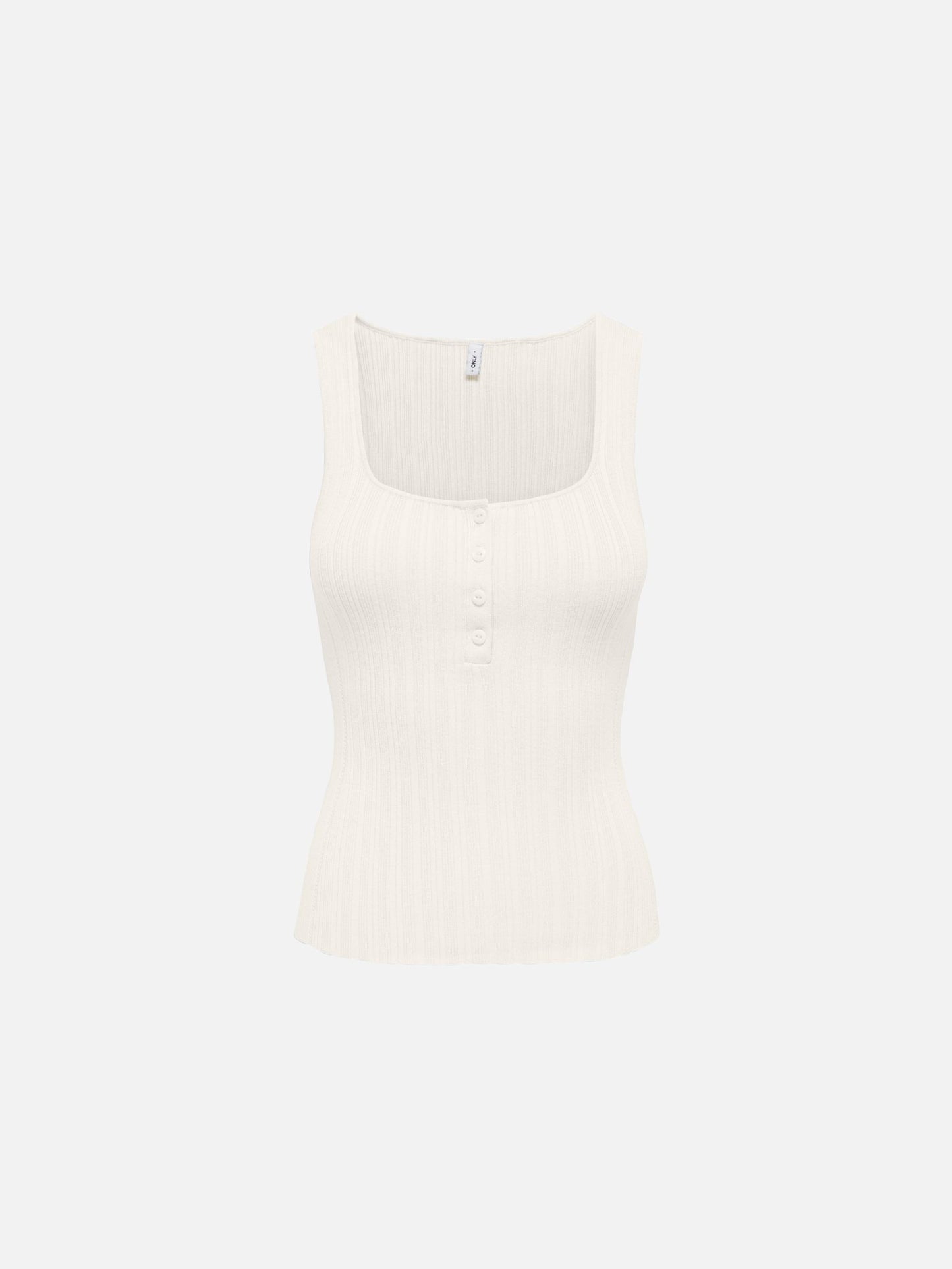 ONLY - Bree Square Neck Knit Tank Top - Cloud Dancer