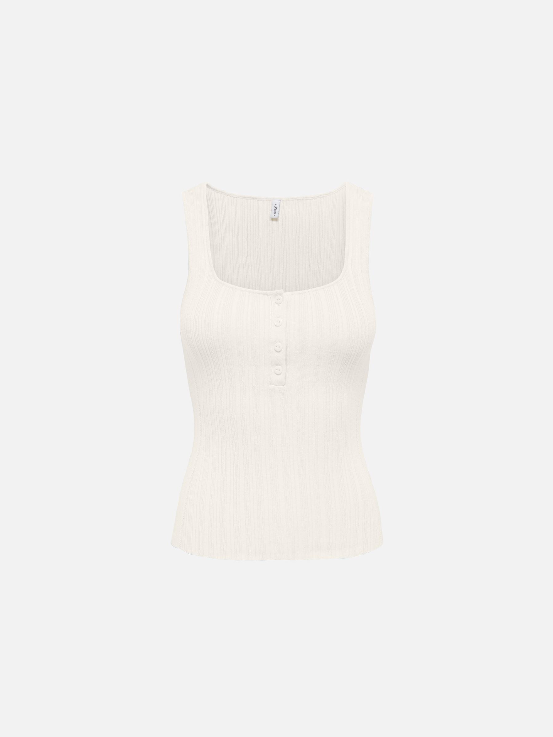 ONLY - Bree Square Neck Knit Tank Top - Cloud Dancer