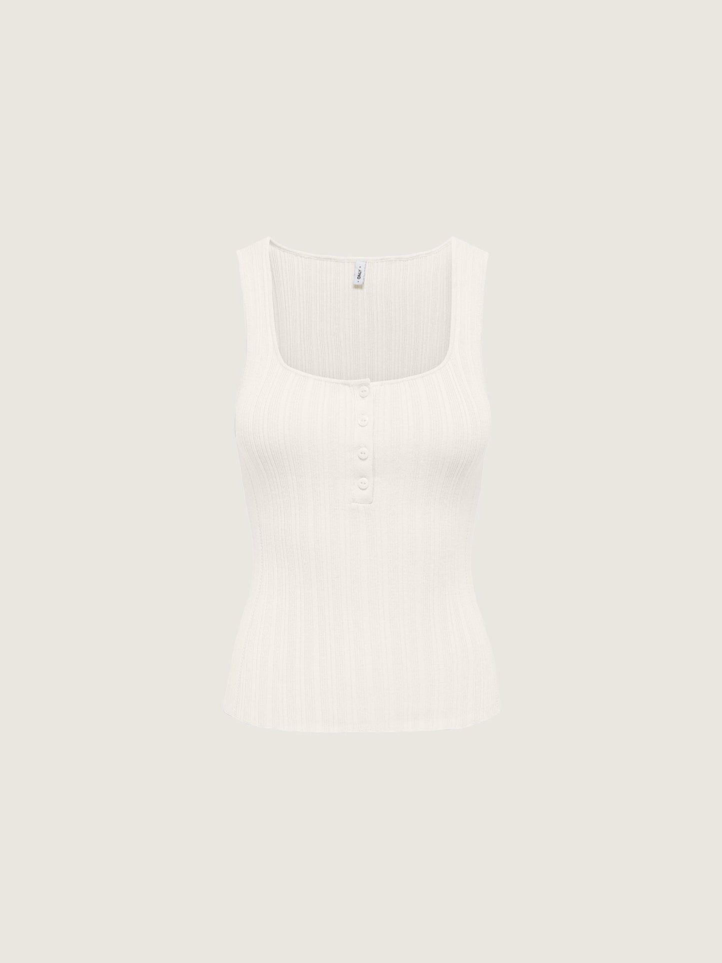 ONLY - Bree Square Neck Knit Tank Top - Cloud Dancer