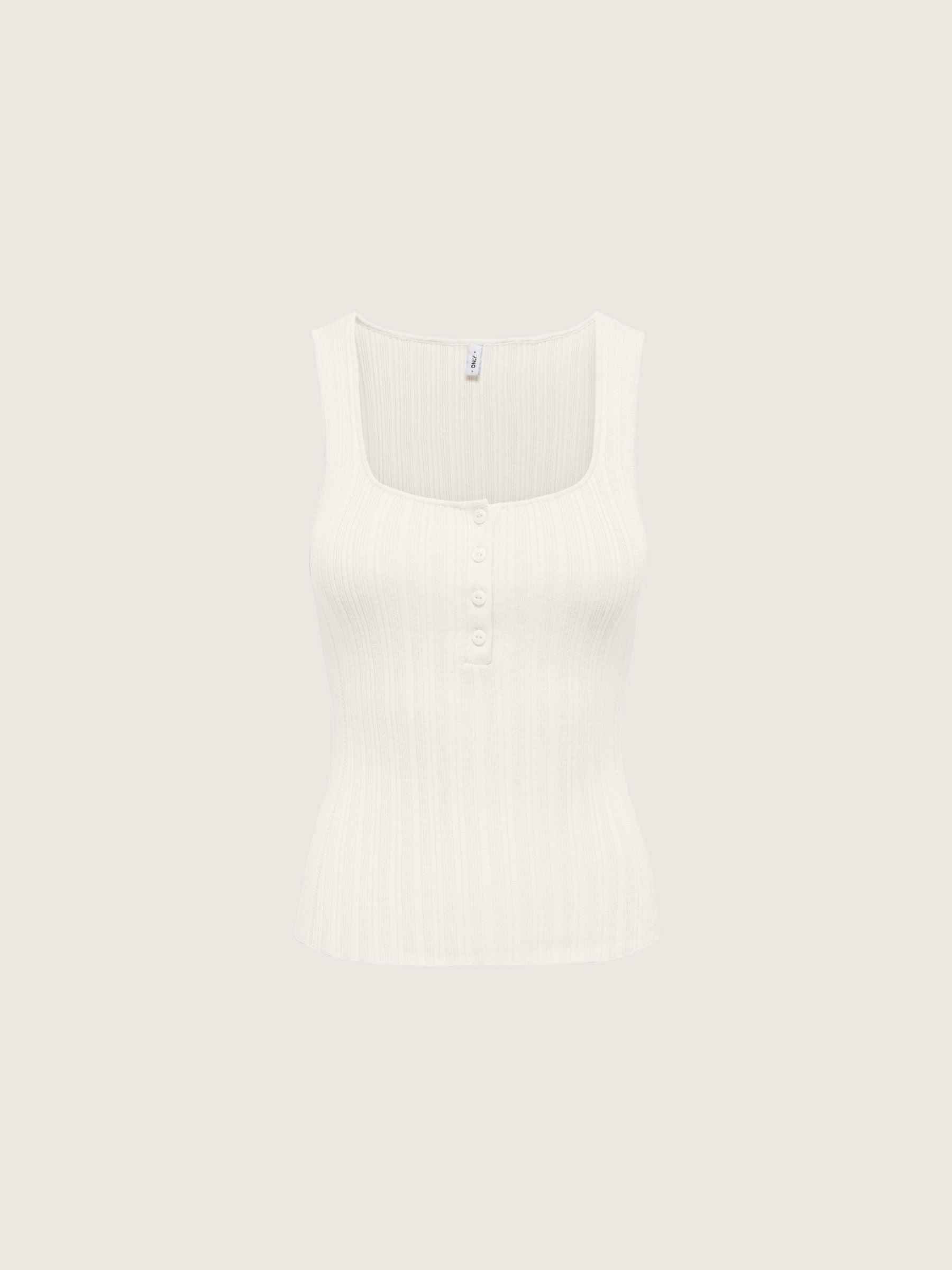 ONLY - Bree Square Neck Knit Tank Top - Cloud Dancer