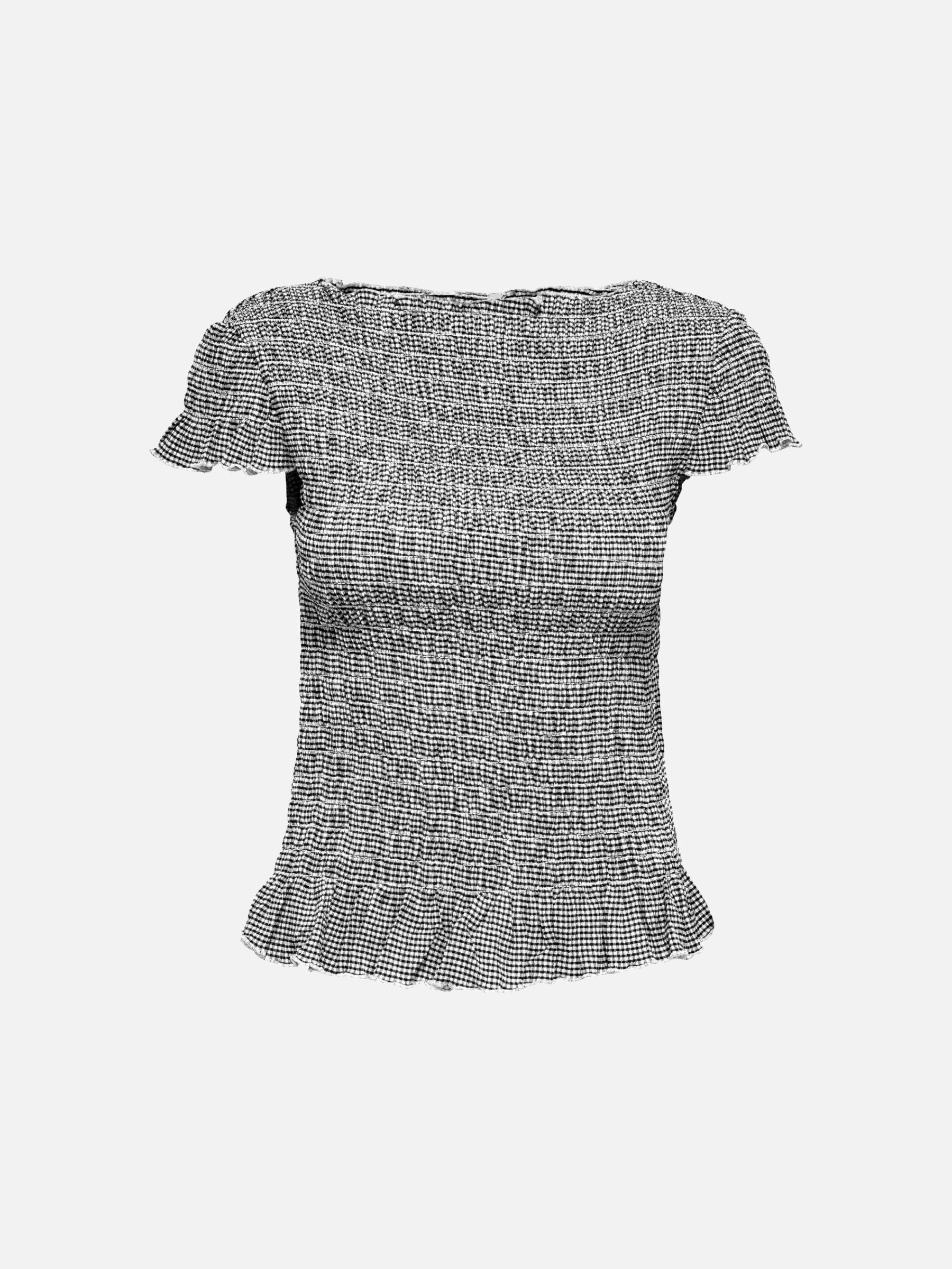 ONLY - Celle Smock Boatneck Top - Black / Cloud Dancer