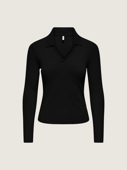 ONLY - Daisy V-neck Top - Black