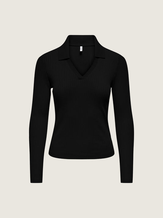 ONLY - Daisy V-neck Top - Black
