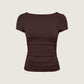 ONLY - Evelyn Shortsleeve Boatneck Top - Coffee Bean