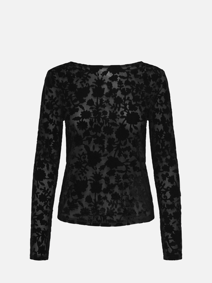 ONLY - Thea Flock Longsleeve Top - Black