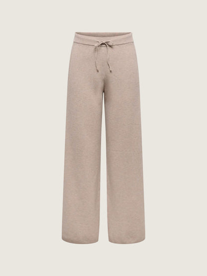 ONLY - Gigi Wide Knit Pants - Mocha Meringue Melange