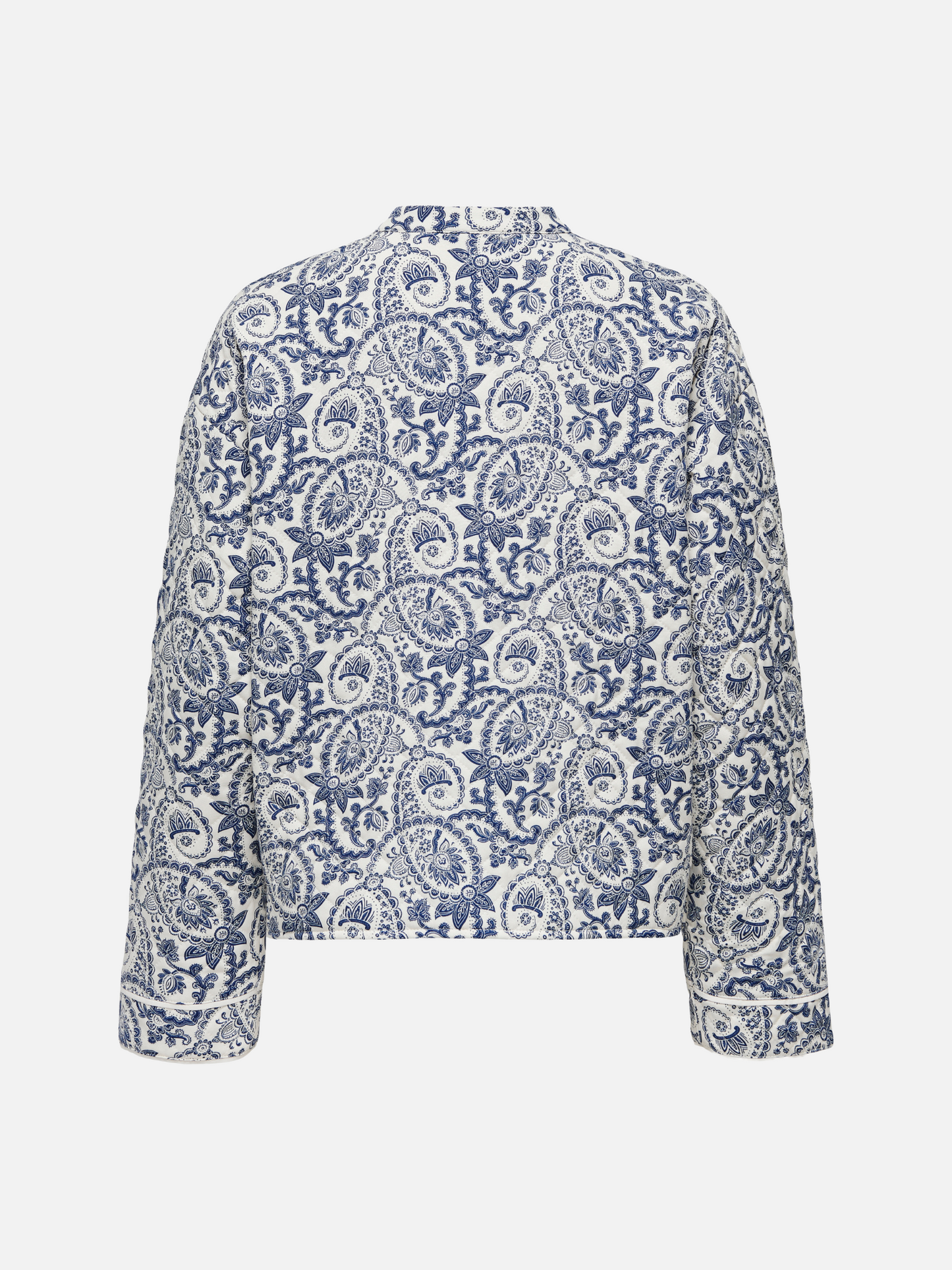 ONLY-Hallie Quilted Print Jacket-Cloud Dancer / Blue Tile Print