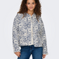 ONLY-Hallie Quilted Print Jacket-Cloud Dancer / Blue Tile Print
