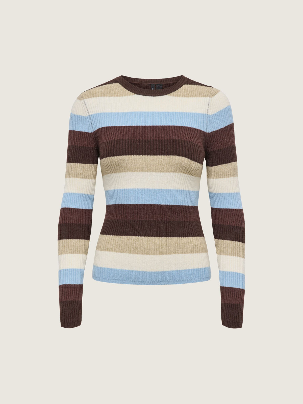 ONLY - Ibi Striped Pullover Sweater - Cardamom Seed / Birch