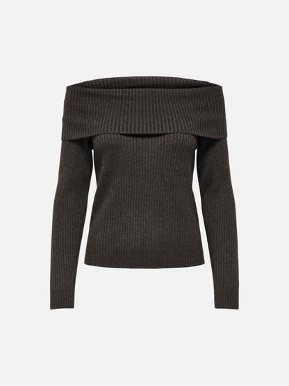 ONLY - Katia Off the Shoulder Top - Chocolate Torte Melange