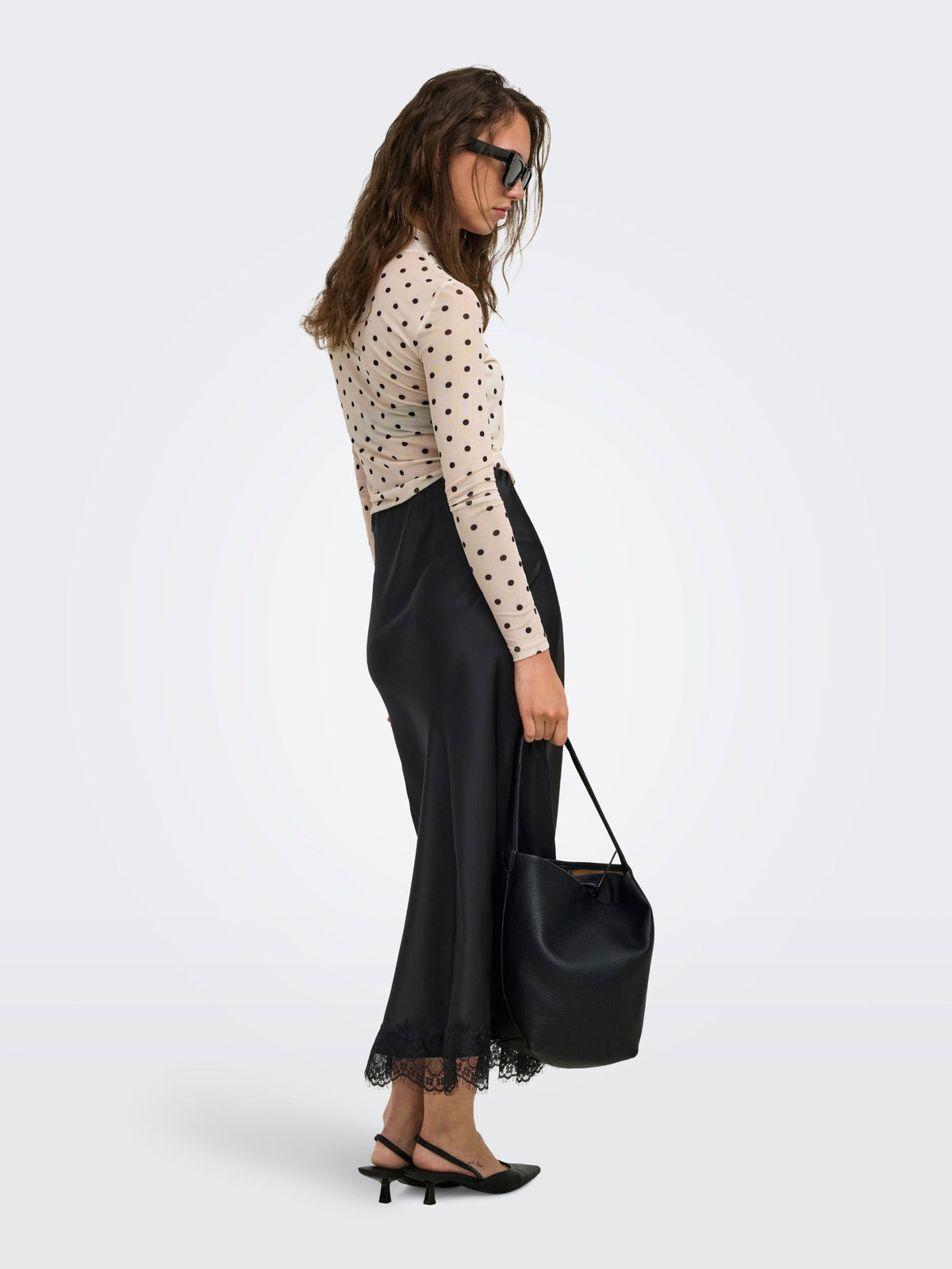 ONLY - Menus Lace Satin Skirt - 