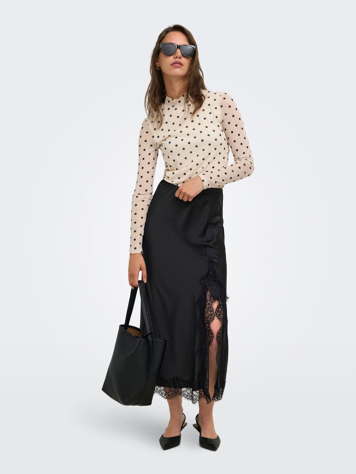 ONLY - Menus Lace Satin Skirt - 